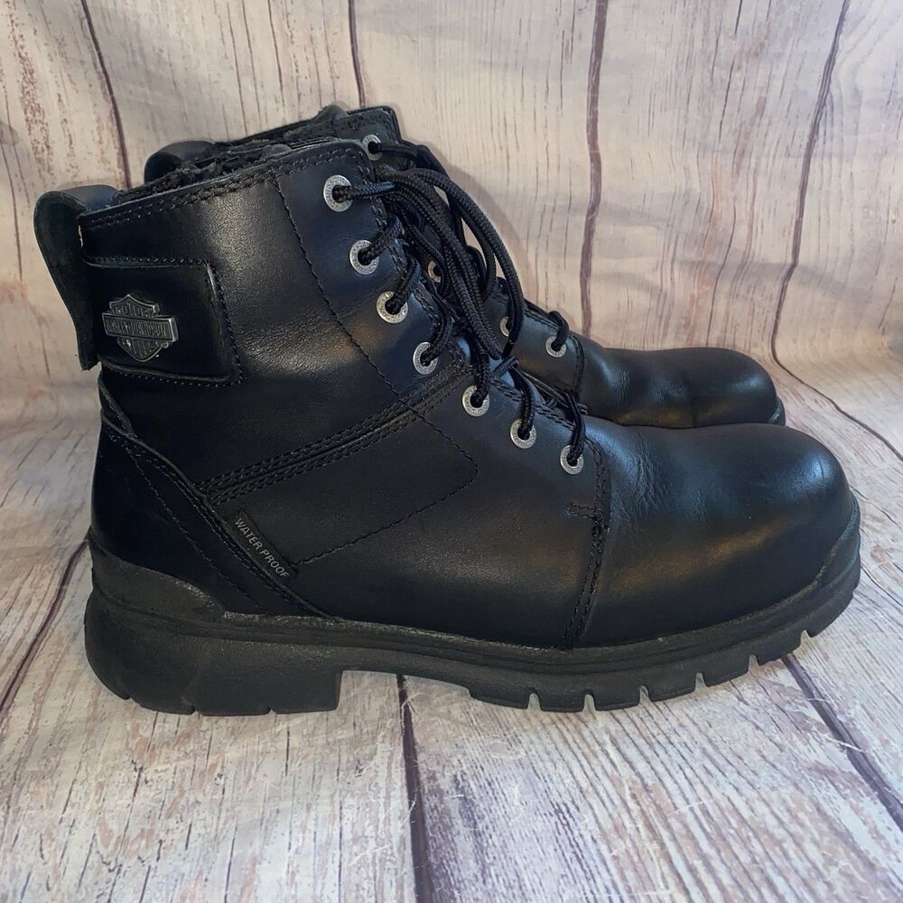 Harley Davidson D93188 Mens 12 Steel Toe Waterproof Leather Work Boots Black